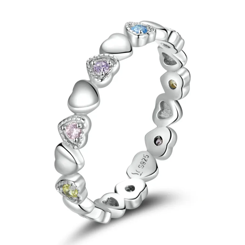 (bilde for) Pandora Style Band of Hearts Ring - SCR140 - Vis 5