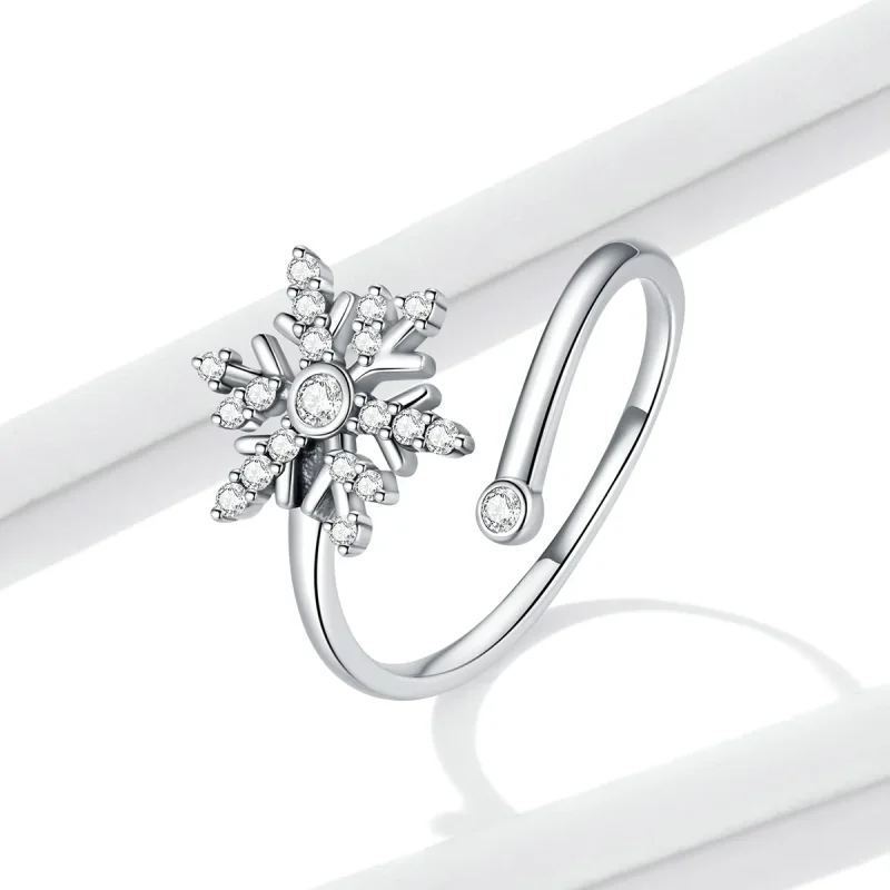 (bilde for) Pandora Style Beautiful Snowflakes Open Ring - BSR214 - Vis 2