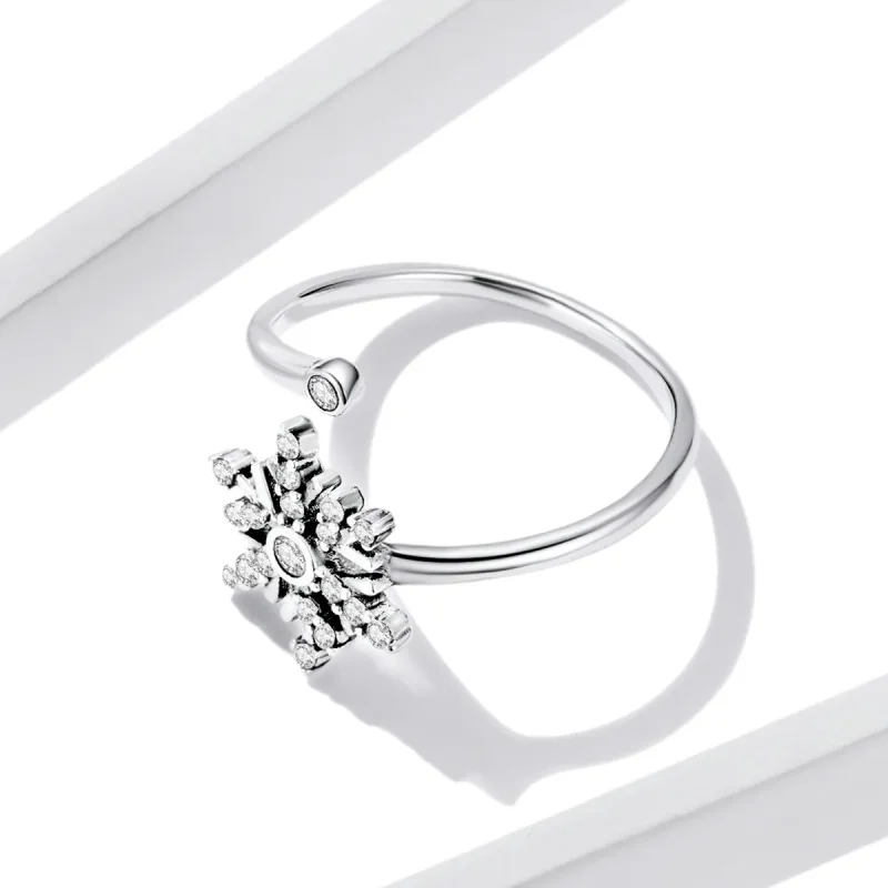 (bilde for) Pandora Style Beautiful Snowflakes Open Ring - BSR214 - Vis 3