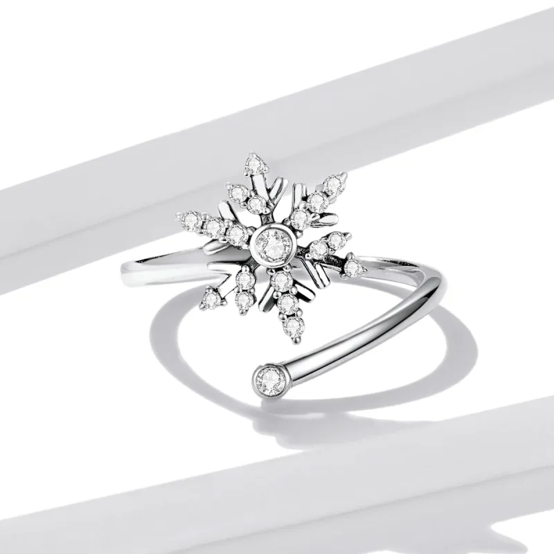 (bilde for) Pandora Style Beautiful Snowflakes Open Ring - BSR214 - Vis 4