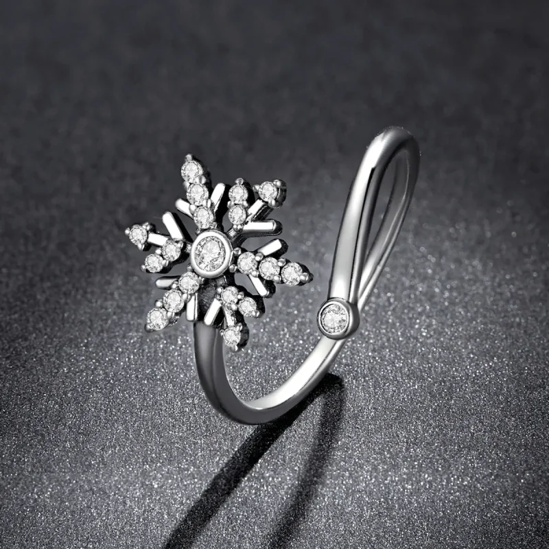 (bilde for) Pandora Style Beautiful Snowflakes Open Ring - BSR214 - Vis 5