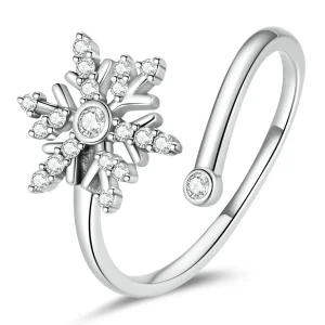 (bilde for) Pandora Style Beautiful Snowflakes Open Ring - BSR214