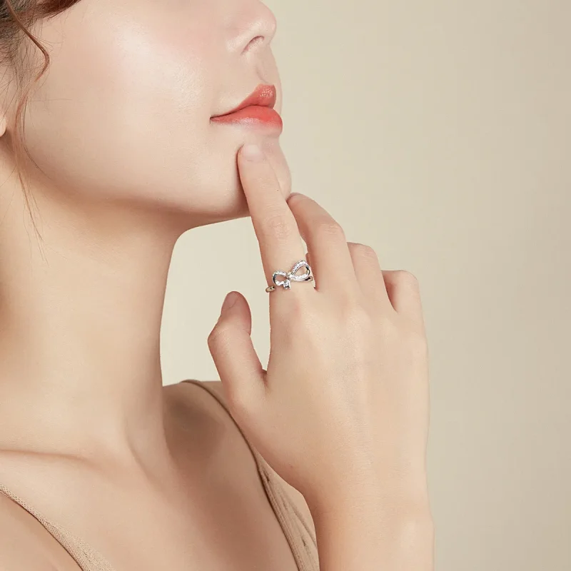 (bilde for) Pandora Style Bue Ribbon Åpen Ring - BSR158 - Vis 7