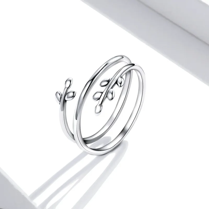 (bilde for) Pandora Style Circles of Leaves åpen ring - SCR755 - Vis 2