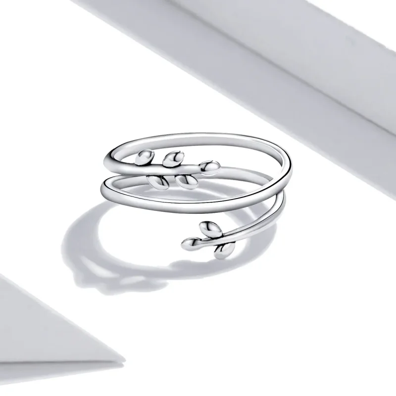 (bilde for) Pandora Style Circles of Leaves åpen ring - SCR755 - Vis 3