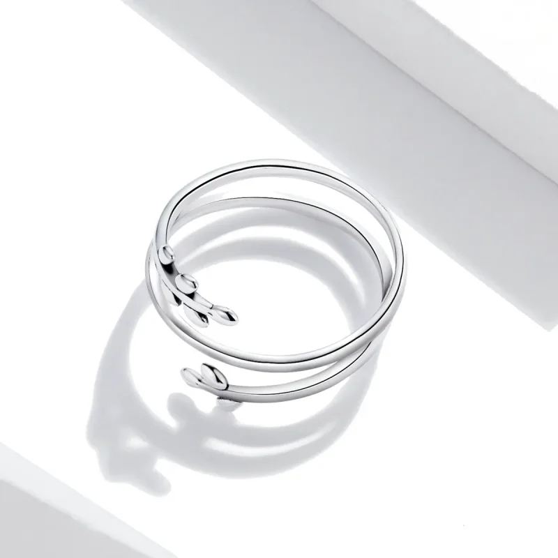 (bilde for) Pandora Style Circles of Leaves åpen ring - SCR755 - Vis 4