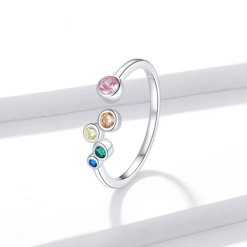 (bilde for) Pandora Style Colorful Bubbles Open Ring - BSR149 - Vis 2