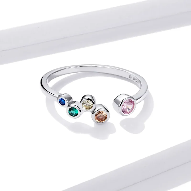 (bilde for) Pandora Style Colorful Bubbles Open Ring - BSR149 - Vis 3