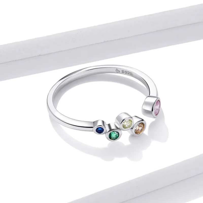 (bilde for) Pandora Style Colorful Bubbles Open Ring - BSR149 - Vis 4