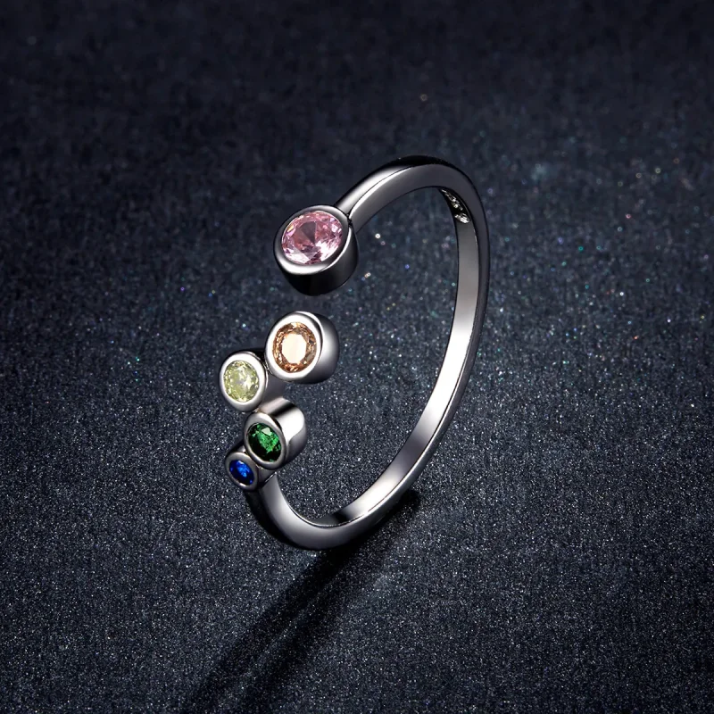 (bilde for) Pandora Style Colorful Bubbles Open Ring - BSR149 - Vis 5
