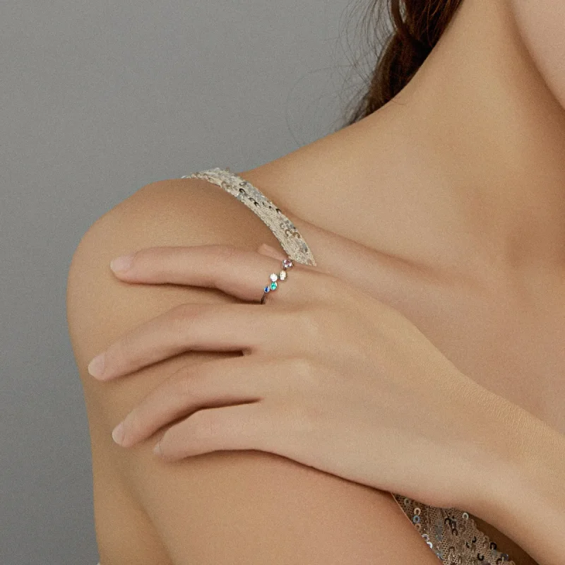 (bilde for) Pandora Style Colorful Bubbles Open Ring - BSR149 - Vis 7