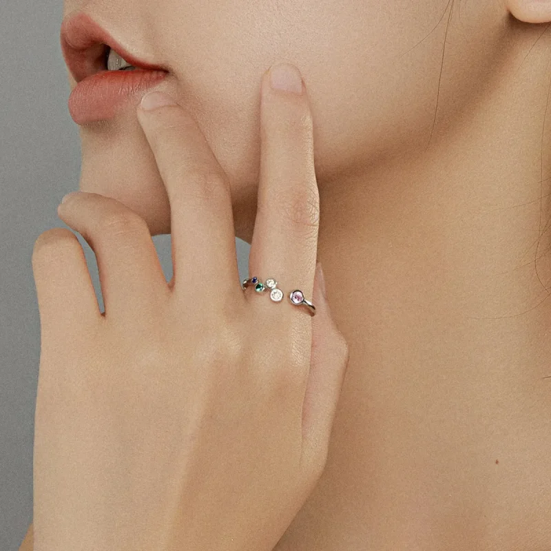 (bilde for) Pandora Style Colorful Bubbles Open Ring - BSR149 - Vis 8