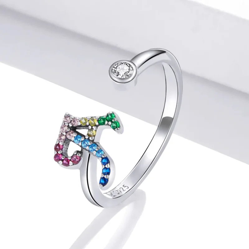 (bilde for) Pandora Style Colorful Letter-A åpen ring - SCR723-A - Vis 2