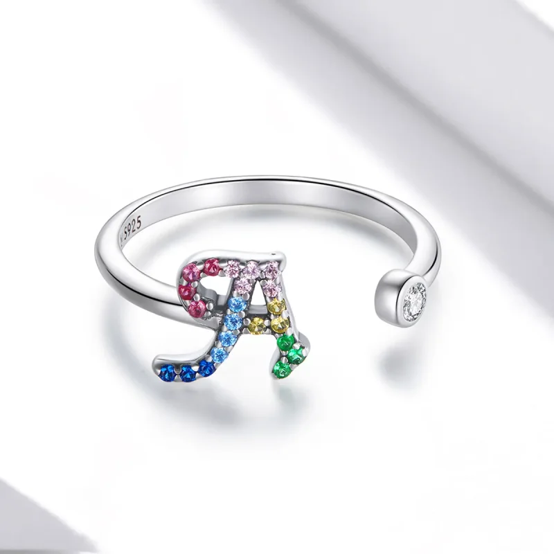 (bilde for) Pandora Style Colorful Letter-A åpen ring - SCR723-A - Vis 3