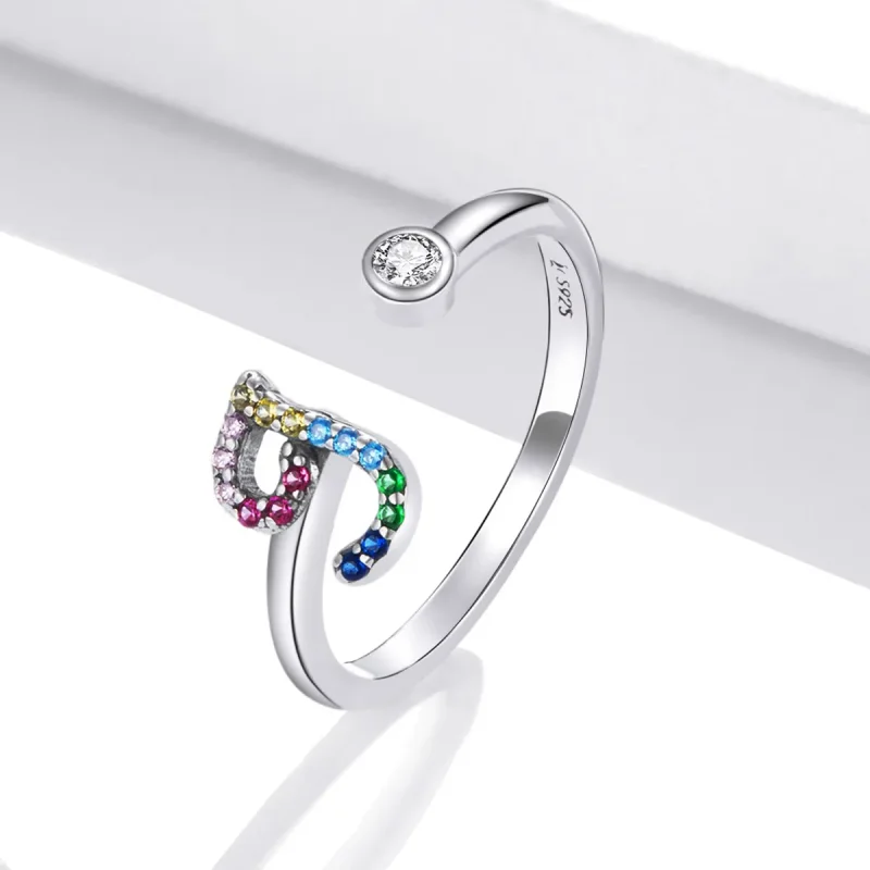 (bilde for) Pandora Style Colorful Letter-J åpen ring - SCR723-J - Vis 2