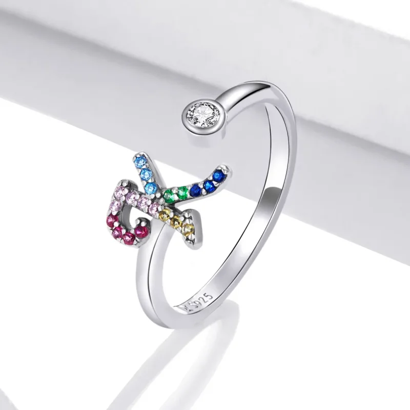 (bilde for) Pandora Style Colorful Letter-K åpen ring - SCR723-K - Vis 2