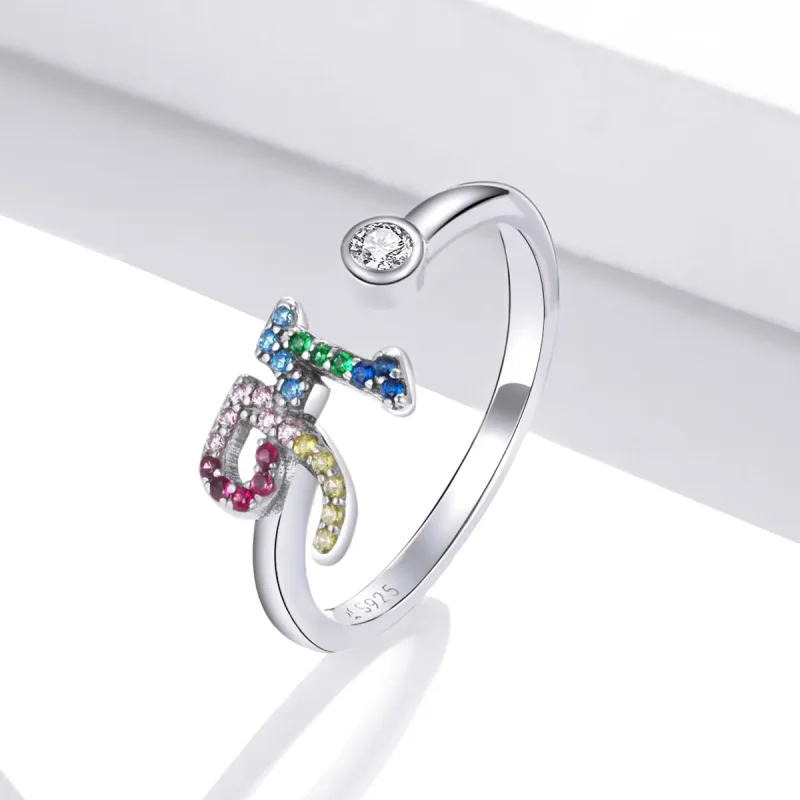 (bilde for) Pandora Style Colorful Letter-M åpen ring - SCR723-M - Vis 2