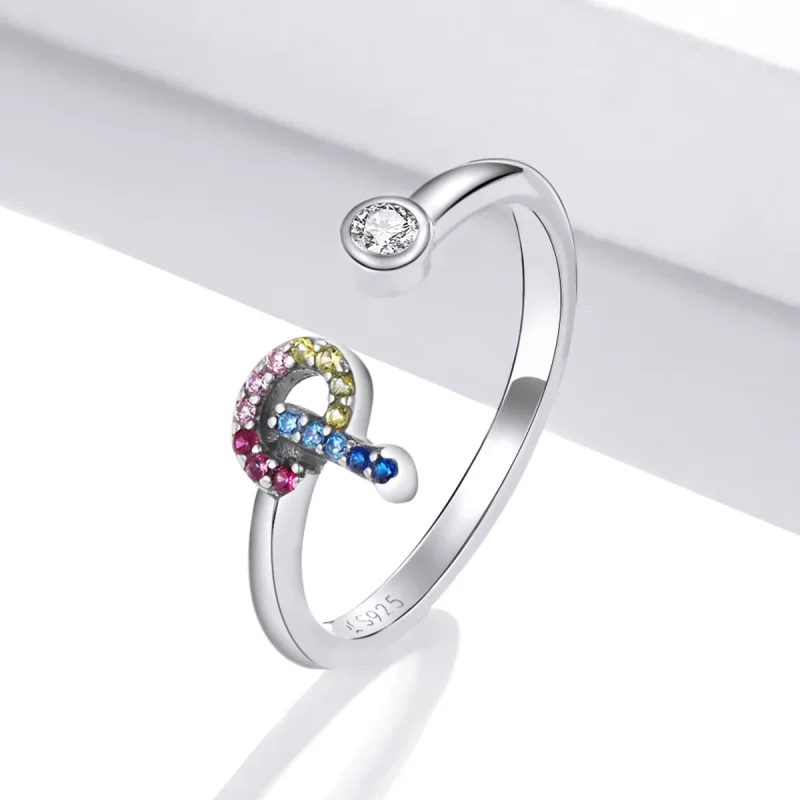 (bilde for) Pandora Style Colorful Letter-P åpen ring - SCR723-P - Vis 2
