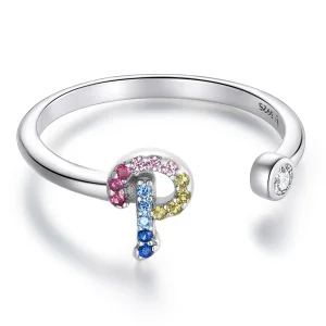 (bilde for) Pandora Style Colorful Letter-P åpen ring - SCR723-P