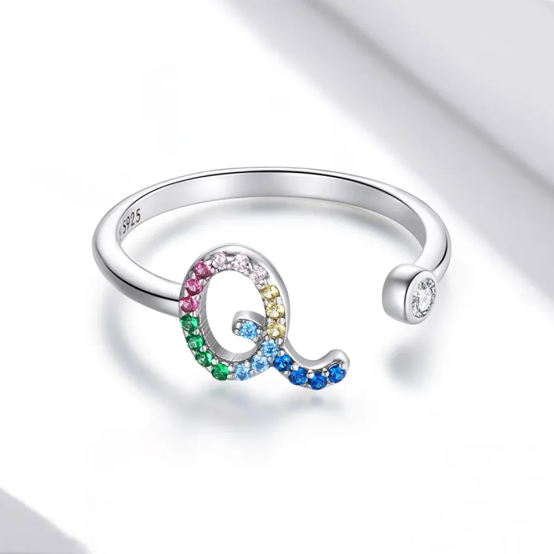 (bilde for) Pandora Style Colorful Letter-Q åpen ring - SCR723-Q - Vis 3