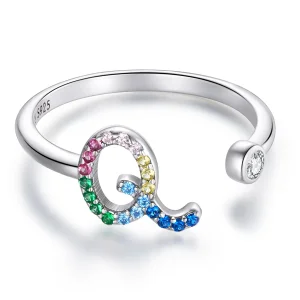(bilde for) Pandora Style Colorful Letter-Q åpen ring - SCR723-Q