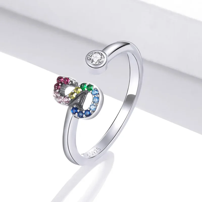 (bilde for) Pandora Style Colorful Letter-S Åpen Ring - SCR723-S - Vis 2