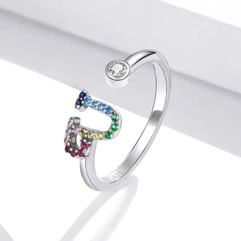 (bilde for) Pandora Style Colorful Letter-U åpen ring - SCR723-U - Vis 2