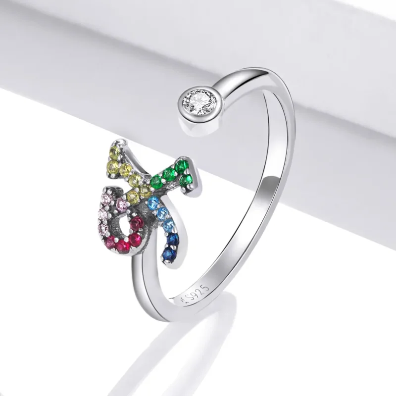 (bilde for) Pandora Style Colorful Letter-X Åpen Ring - SCR723-X - Vis 2