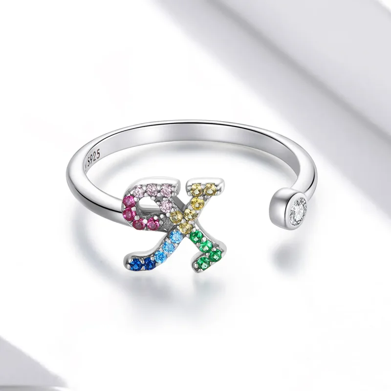 (bilde for) Pandora Style Colorful Letter-X Åpen Ring - SCR723-X - Vis 3