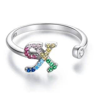 (bilde for) Pandora Style Colorful Letter-X Åpen Ring - SCR723-X