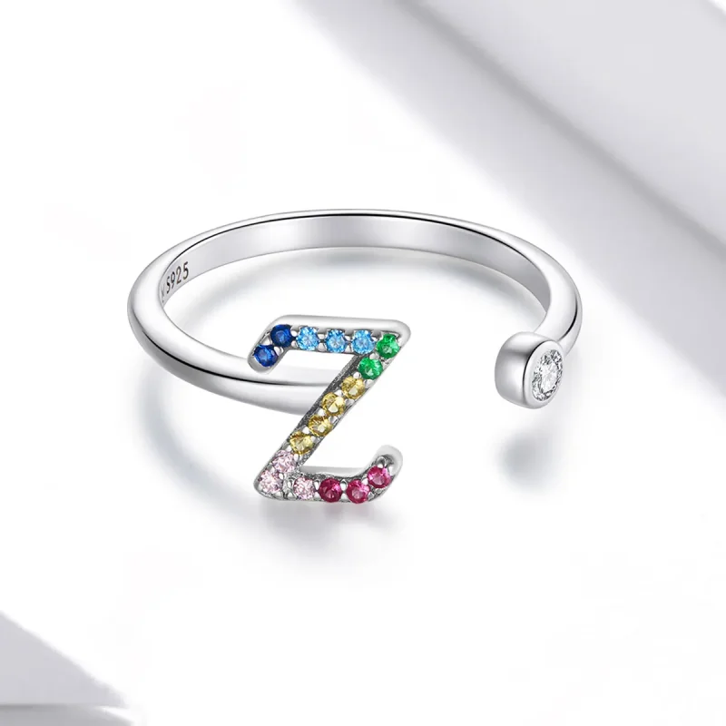 (bilde for) Pandora Style Colorful Letter-Z åpen ring - SCR723-Z - Vis 3