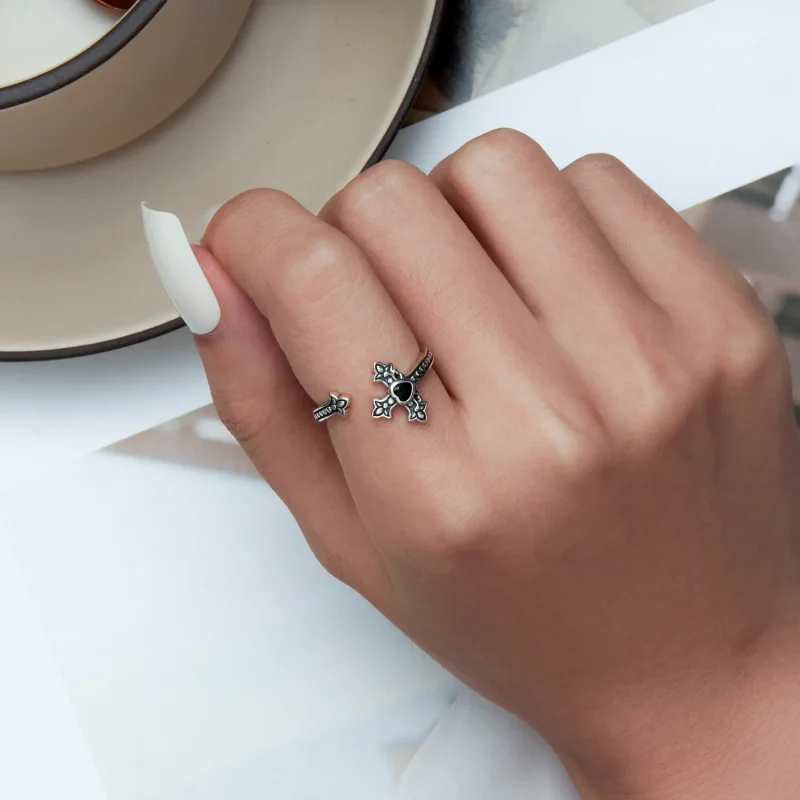 (bilde for) Pandora Style Cross Open Ring - BSR298 - Vis 6