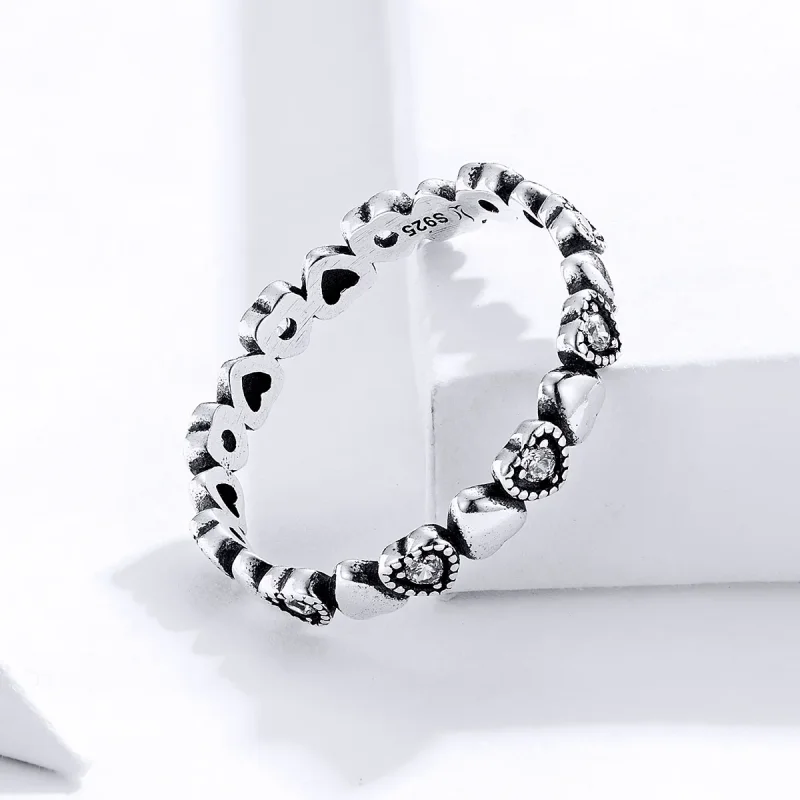(bilde for) Pandora Style Crossed Hearts Ring - SCR140-WH - Vis 2