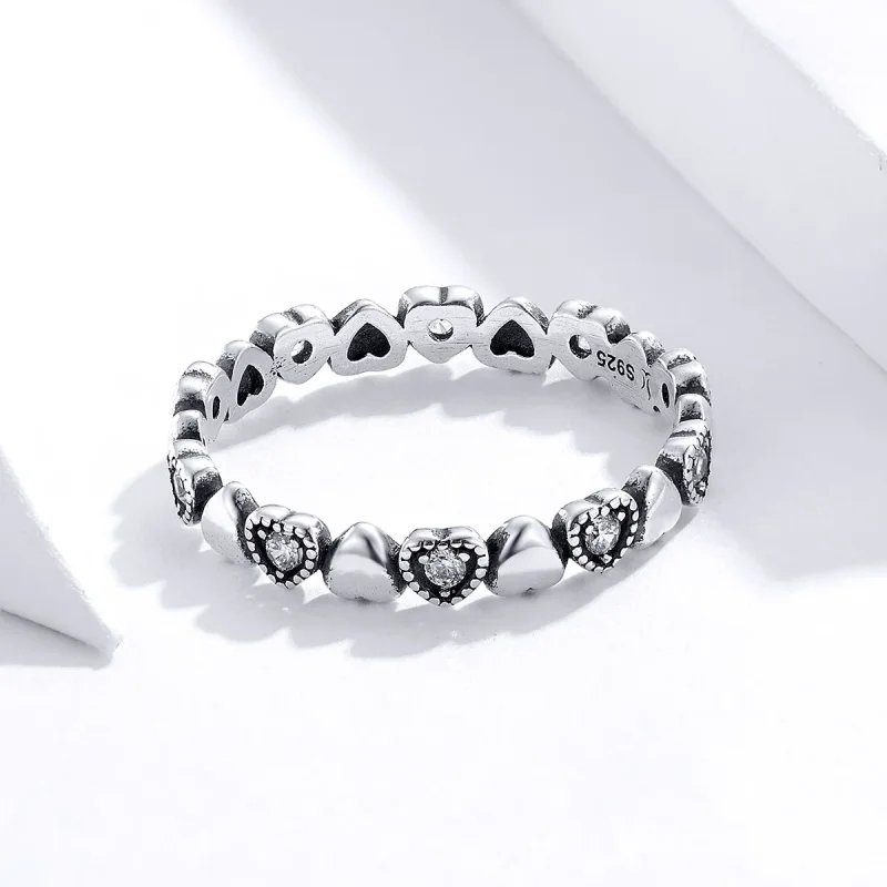 (bilde for) Pandora Style Crossed Hearts Ring - SCR140-WH - Vis 3