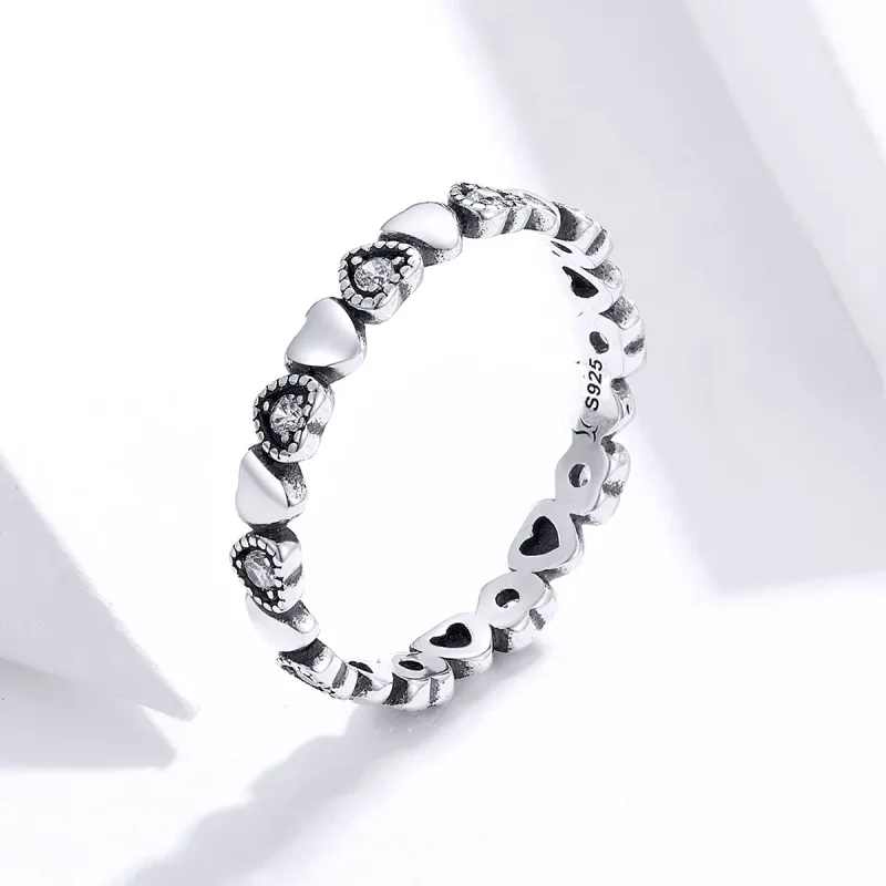 (bilde for) Pandora Style Crossed Hearts Ring - SCR140-WH - Vis 4