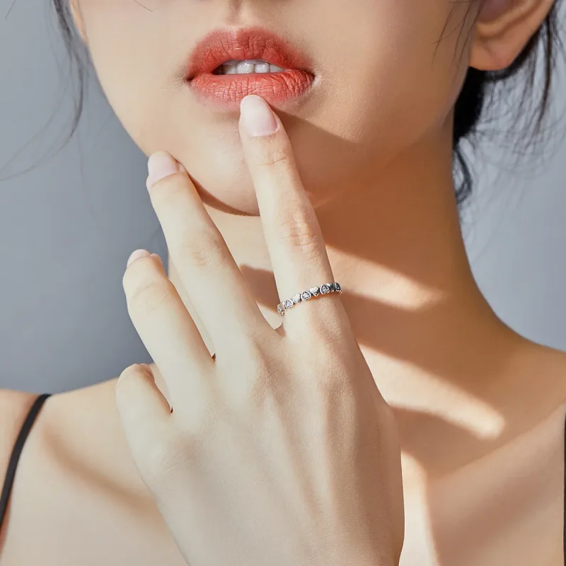 (bilde for) Pandora Style Crossed Hearts Ring - SCR140-WH - Vis 7