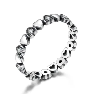 (bilde for) Pandora Style Crossed Hearts Ring - SCR140-WH