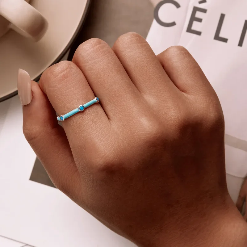 (bilde for) Pandora Style Delikat turkis åpen ring - SCR813 - Vis 6