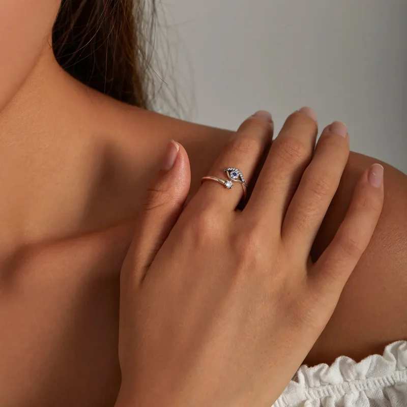(bilde for) Pandora Style Devil Eye Open Ring - BSR215 - Vis 7
