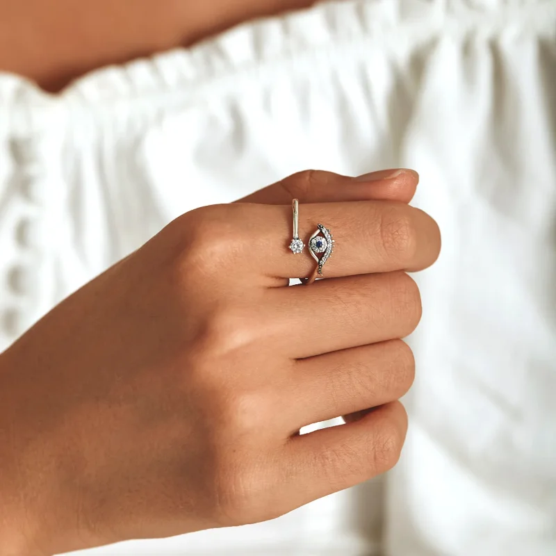 (bilde for) Pandora Style Devil Eye Open Ring - BSR215 - Vis 8