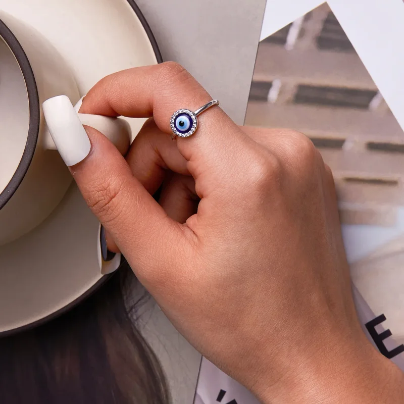 (bilde for) Pandora Style Devil Eye Open Ring - BSR254 - Vis 6