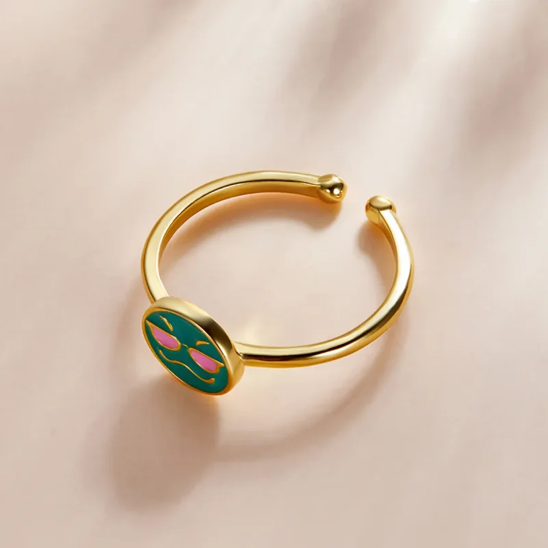 (bilde for) Pandora Style Emoji - Cool Open Ring - SCR737-A - Vis 2