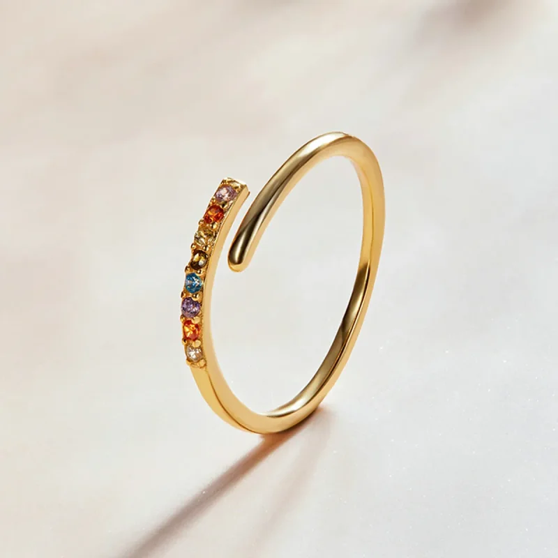 (bilde for) Pandora Style Enkel Cubic Zirconia Åpen Ring - SCR748 - Vis 2