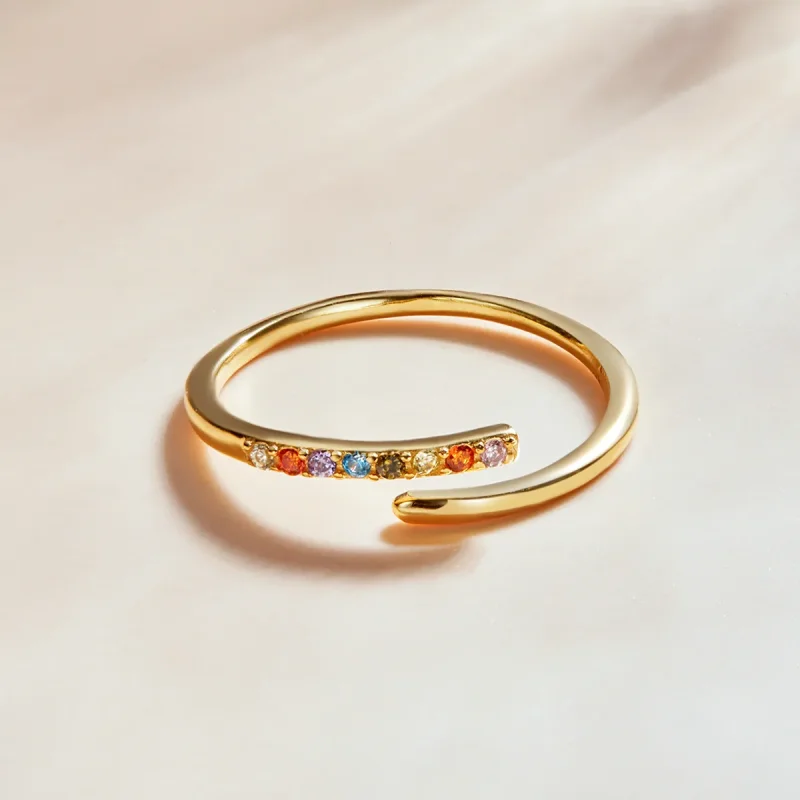 (bilde for) Pandora Style Enkel Cubic Zirconia Åpen Ring - SCR748 - Vis 3