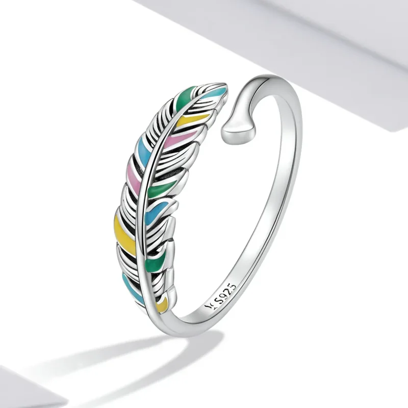 (bilde for) Pandora Style Feather Open Ring - SCR799 - Vis 2