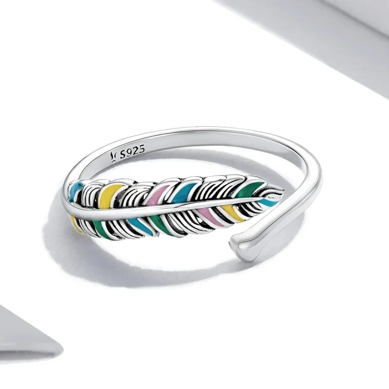 (bilde for) Pandora Style Feather Open Ring - SCR799 - Vis 3