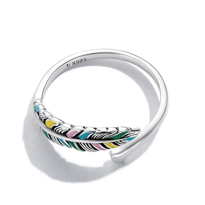 (bilde for) Pandora Style Feather Open Ring - SCR799 - Vis 4