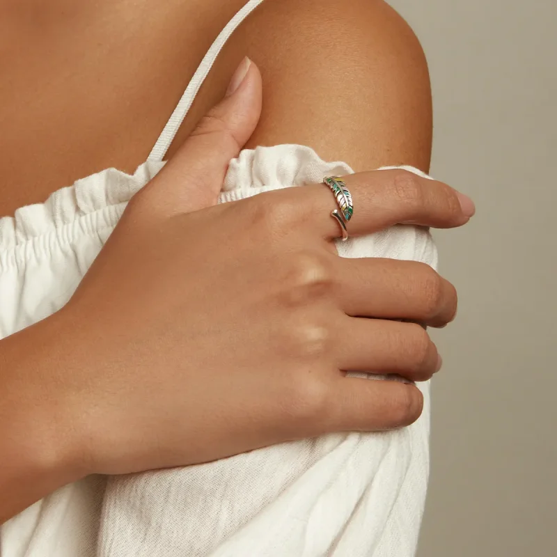 (bilde for) Pandora Style Feather Open Ring - SCR799 - Vis 6