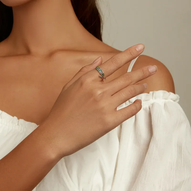 (bilde for) Pandora Style Feather Open Ring - SCR799 - Vis 7