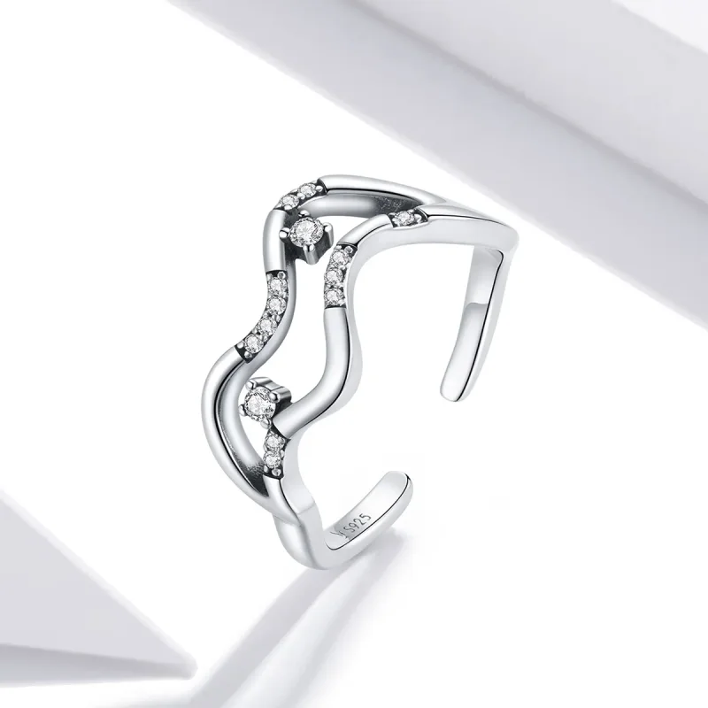 (bilde for) Pandora Style Galaxy Stars Open Ring - SCR710 - Vis 2